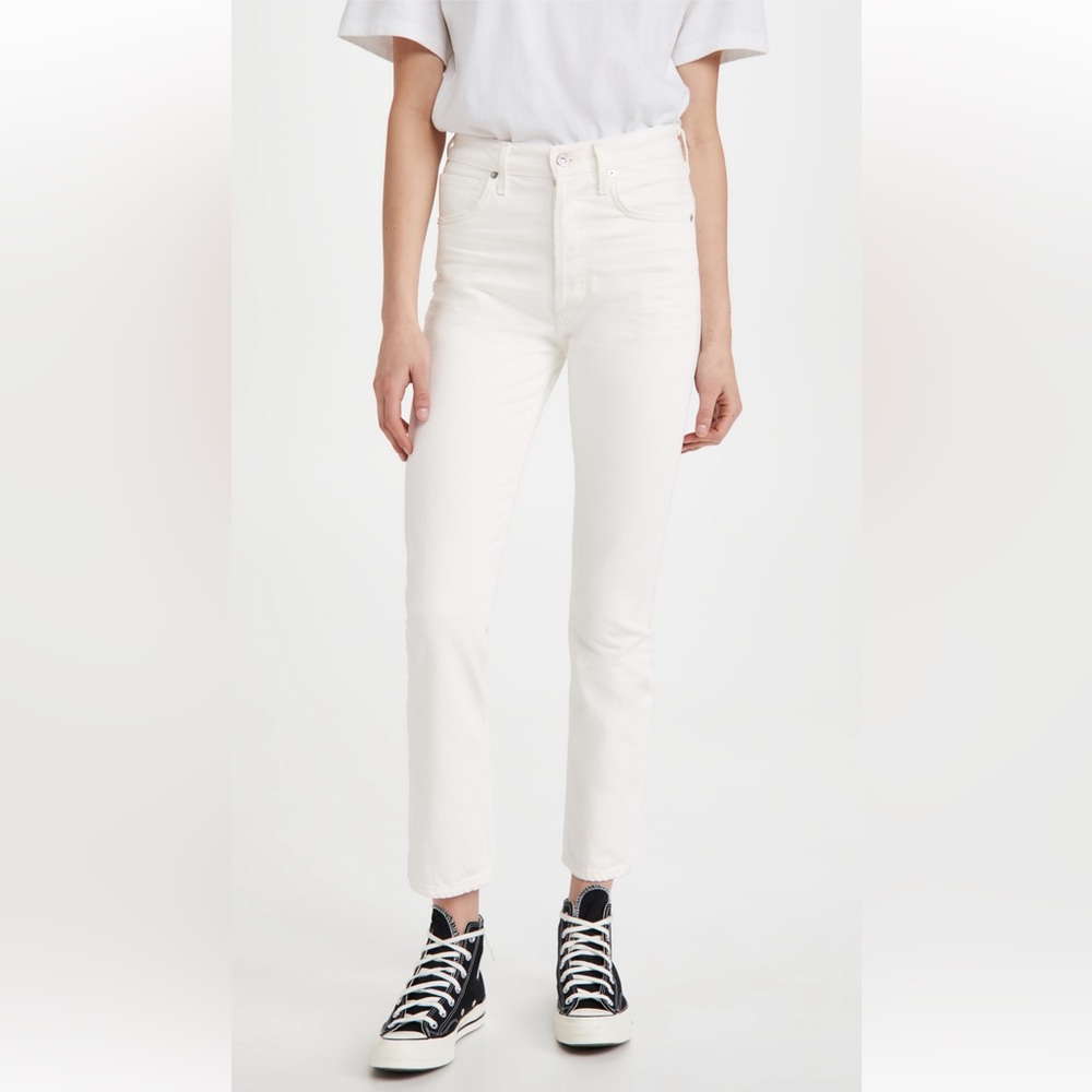 CITIZENS OF HUMANITY Charlotte High Rise Straight Jeans in White Denim